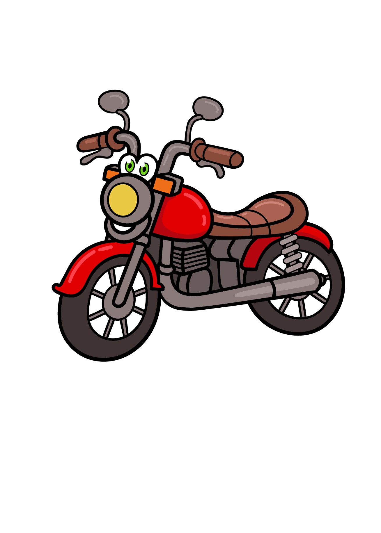 How to draw a cartoon motorcycle